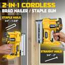 Cordless 2" Brad Nailer Compatible with Dewalt 20V Battery (No Battery), 2-in-1 Electric Nail Gun/Staple Gun, 18 Gauge Nail Gun Battery Powered with 1000 Nails for Wood Carpentry