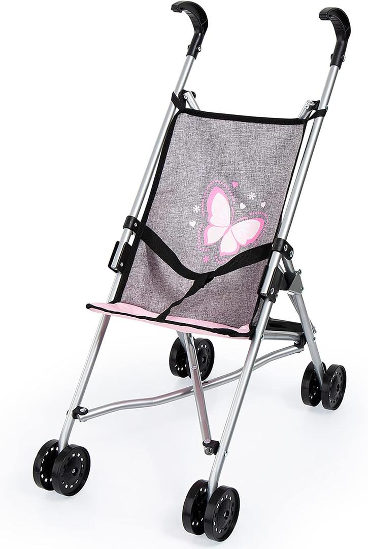 Bayer Doll Umbrella Stroller for Toddlers Foldable Grey 18-Inch, Easy Storage Lightweight Portable, 18.5 x 10.6 x 22 inches