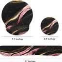 Britimes Black Pink Gold Marble Ergonomic Mouse Pad Set with Wrist Rest Non-Slip Rubber Base Wrist Cushion Support and Coasters Mousepad with Wrist Support for Computer Keyboard and Desk