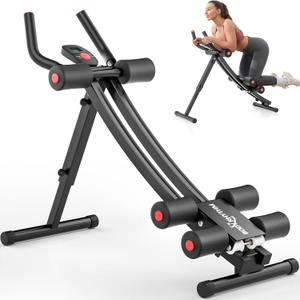 BODY RHYTHM Dual-Track Ab Machine with 4 Adjustable Heights, Foldable Core & Abdominal Exercise Machine, Total AB Workout Equipment for Home Gym, Ab Women Exercise Fitnes Trainer. (Black)
