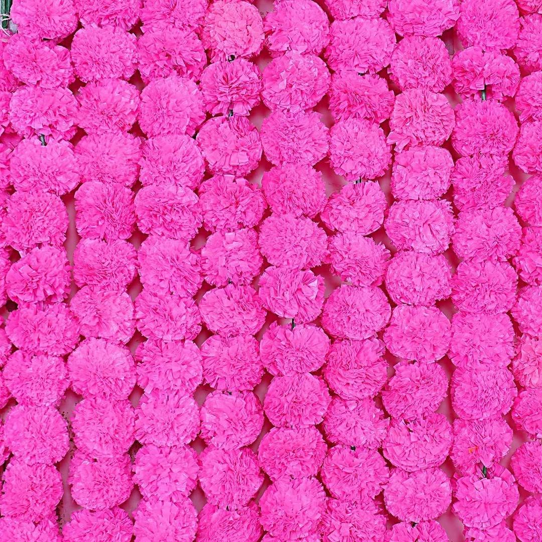 Premium Quality Artificial Marigold Flower Garlands 5 Feet Long Each for Parties Indian Weddings Theme & Home Decoration Photo Prop Festival (Color : Pink) (Pack of 5)