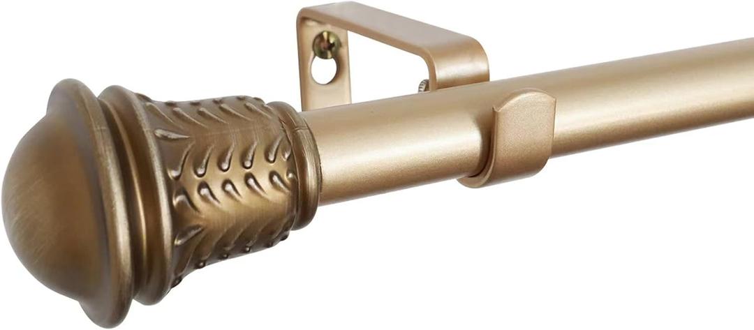 3/4" KNOB CAP SINGLE ROD SET 18-36" ANTIQUE VINTAGE BRASS