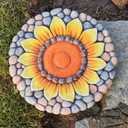 Sunflower Stepping Stones Outdoor Garden - Garden Stepping Stones Pavers for Outside Walkway Garden Stones Garden Stepping Stones Outdoor Decorative Stone for Garden 10 * 10 * 0.75 Inch