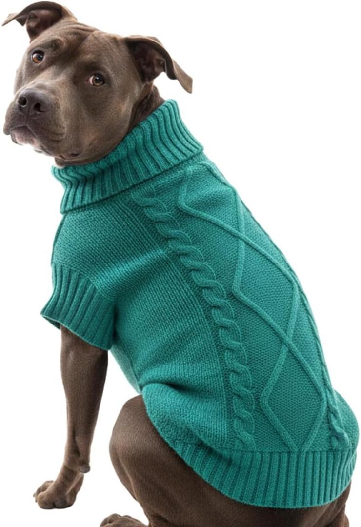 Knit Dog Sweater, Warm Turtleneck Pullover Winter Sweaters for Small, Medium & Large Dogs, Cute Knitted Pet Clothes for Puppy, Holiday Costume for Boy & Girl Bulldog, Pitbull Outfit,Green XXL