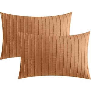 JELLYMONI Pillowcases King Size Rust 2 Pack Boho Striped Bed Pillow Covers 20x36in Polyester Envelope Pillow Shams Tufted Bohemian Textured (Pillows are not Included)