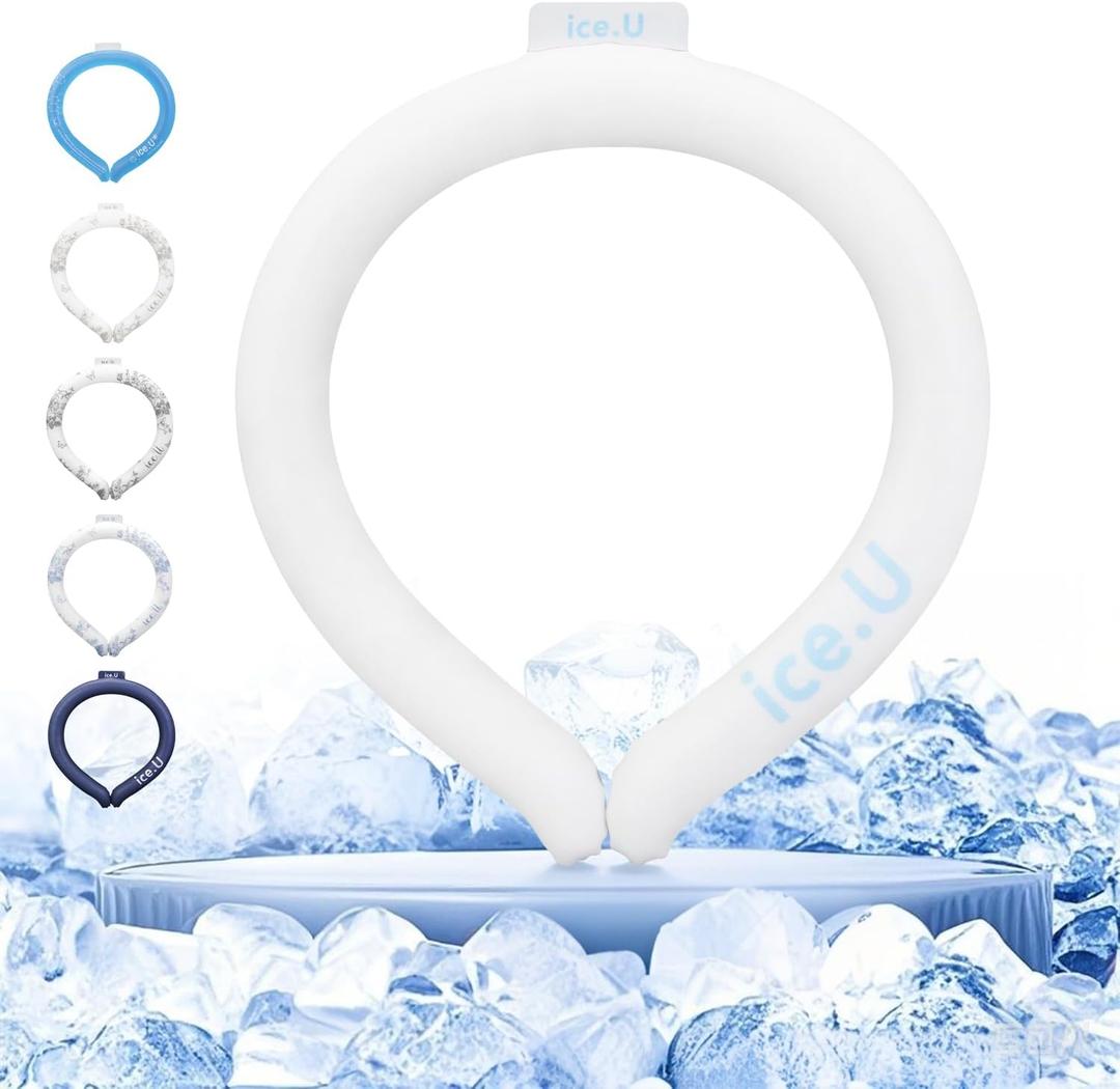 Auto-Freezing Ring  27C / 80F Neck Cooler for Hot Weather, Reusable Cooling Tube Wrap for Sports, Travel, Commuting, Office, and Outdoor Heat Relief (Pure White)