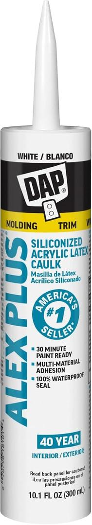 DAP Alex Plus Acrylic Latex Caulk, White, 10.1 Oz (7079818152)