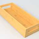 Bamboo Open Top Storage CD Box Tray Tidy Organiser Bin With Handle Kitchen unit