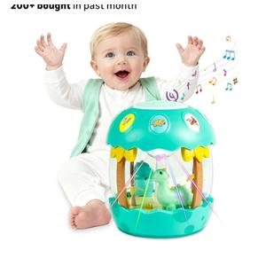M SANMERSEN Baby Boy Toys 6-12 Months, Dinosaur Rotating Light Up Musical Baby Toys for 0-6 12-18 Months Newborn Infant Crawling Tummy Time Toys, Birthday Xmas Valentines Day Baby Boy Gifts - Green