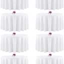8 Packs 90 Inch White Round Tablecloth in Diameter, Washable Polyester Fabric Tablecloths, Wrinkle Resistant Table Cloth for Wedding Party Banquet Dining