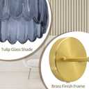 Battery-Operated Vintage Tulip Wall Sconce, RGBWCCT Rechargeable Bulb with 9 Colors, Tulip Smoke-Grey Glass and Brass Metal Frame, 90 Swivel Head, for Living Room Bedroom Hallway