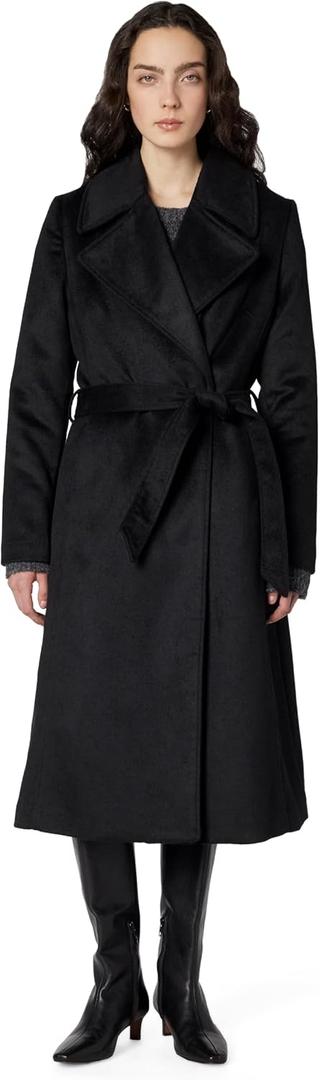 KARL LAGERFELD Women's Luxe Twill Classic Belted Maxi (Black, M)