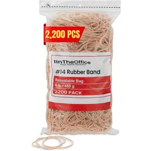 1InTheOffice Rubber Bands #14, Size14 Rubber Bands, Beige, 1 lb Box, (2,200/Pack)