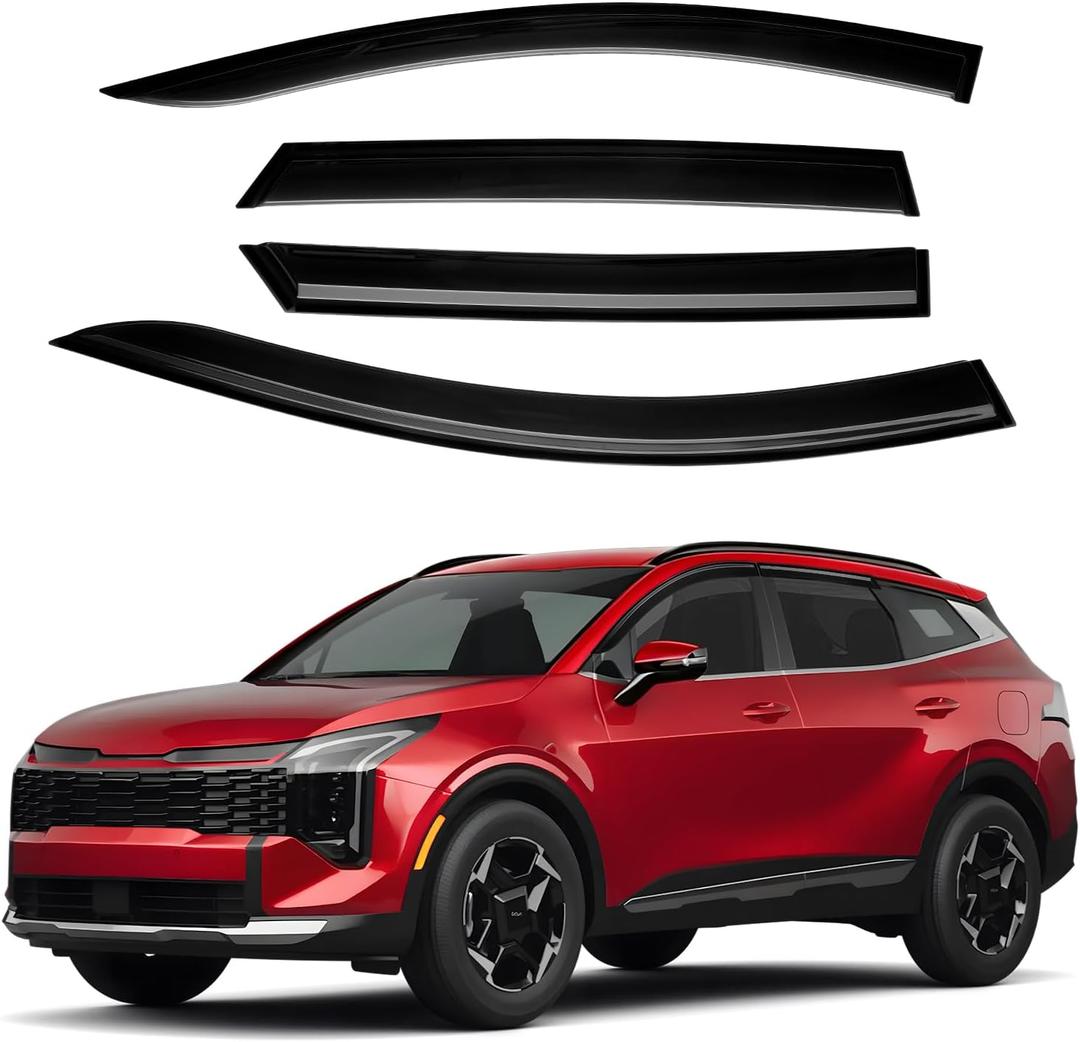 Canvcle Rain Guards - Window Visors Compatible with 2023-2025 2026 Kia Sportage Accessories, Outside-Mount Tape-On Side Window Wind Deflectors, Vent Visors Shades Rainproof 4PCS