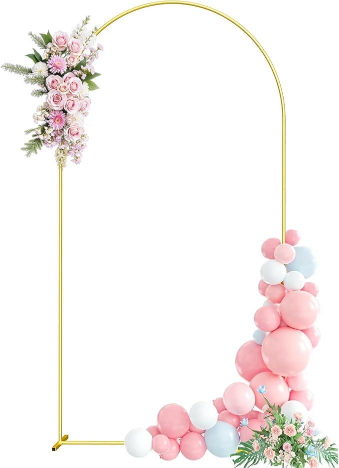 Metal Arch Backdrop Stand 6.6FT Gold Wedding Arch Backdrop Stand, Balloon Arch Frame for Wedding Birthday Party Baby Shower Graduation Ceremony Decor