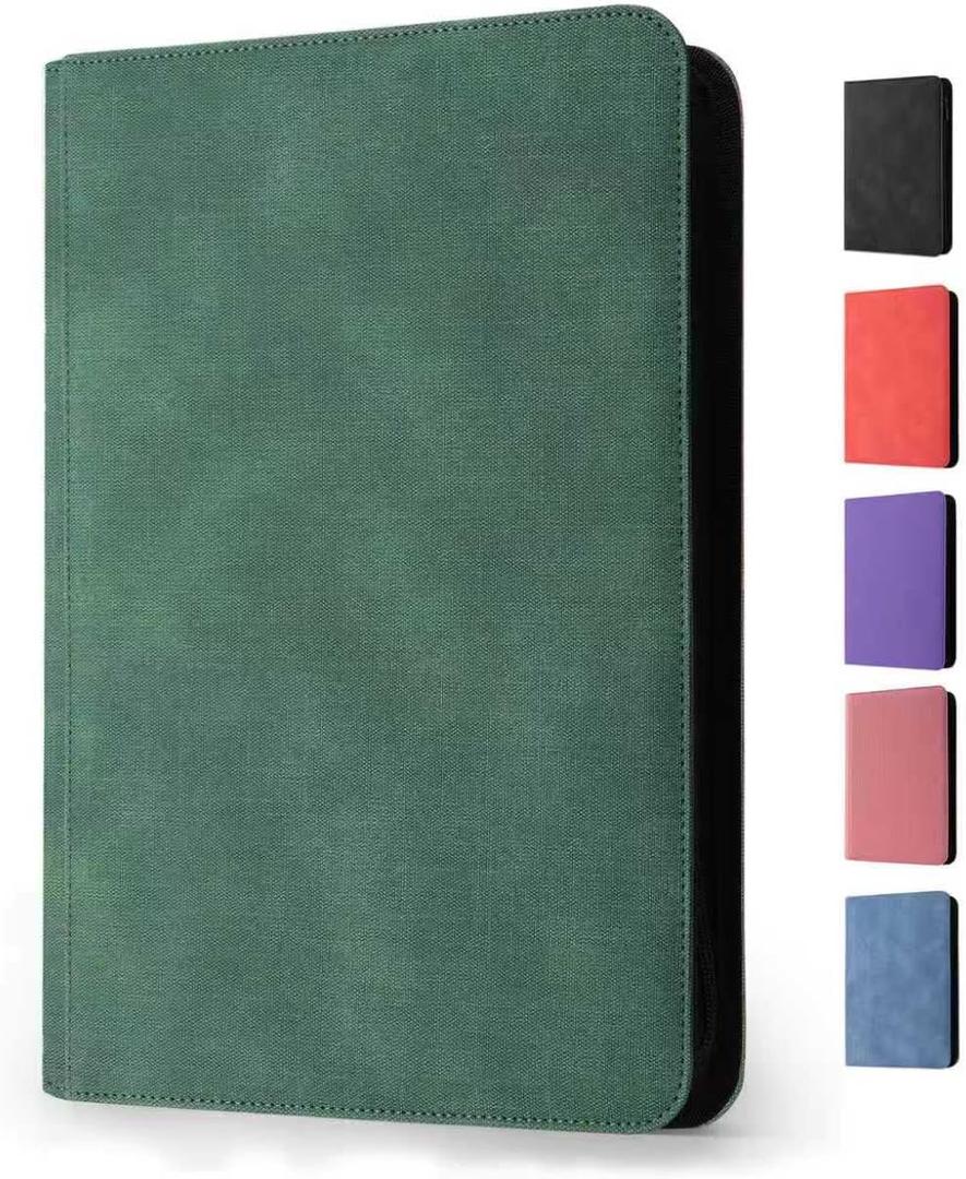 Trading Card Binder 9 Pocket - Premium Card Collection Binder for 360 Cards, Durable Side-Loading Card Album with Zipper, Perfect for TCG, MTG, and Sports Cards, Green