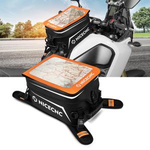 NICECNC Upgraded Waterproof Motorcycle Tank Bag 12L, Large Touchscreen Quick Detachable Base , Motorcycle Waterproof Storage Bag Compatible with Adventure Dual Sport Street Bike Cruiser Orange