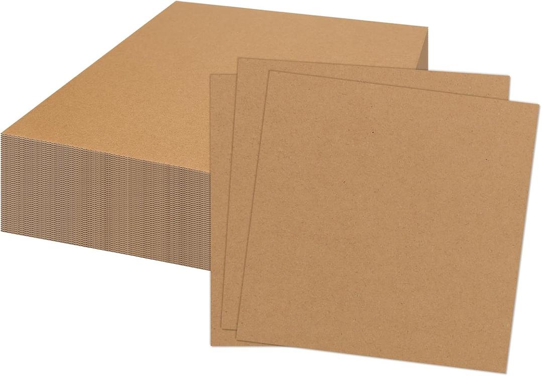 RLAVBL 50 Pack 12x12 Corrugated Cardboard Sheets, Flat Cardboard Inserts for Shipping, Mailing, Packing, DIY Crafts