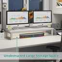 YAOHUOO Dual Monitor Stand Riser, 39Inch Large Monitor Stands for 2 Monitors, Computer Monitor Stand, Wooden Desktop Organizer Shelf for Office Desk Computer, Laptop, TV