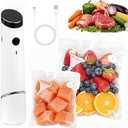 Compact Vacuum Sealer for Food (Portable Vacuum Sealer Machine+30 Reusable Bags) Compact Handheld Food Saver for Meat, Camping & RV Travel,Seal Food 6X Fresh Longer, Portable & Wireless, Easy-Clean