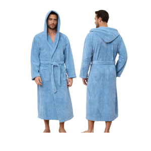 Men's Bathrobes with Hood, Soft Long Towel Robe for Men - Super Absorbent Quick Dry yet Warm, L/XL