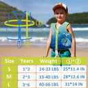 Pottwal Swim Vest for Kids - Swim Jacket for 3-6 Years (40-66LBS) - Puddle Jumper with Adjustable Crotch Strap - Made of Neoprene & EPE - Cyan, L