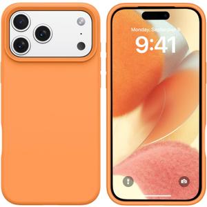BENTOBEN for iPhone 17 Pro Case, Liquid Silicone Anti-Slip Microfiber Lining 17 ProPhone Case, Slim Soft Gel Rubber Anti-Scratch Shockproof Cover for iPhone 17 Pro 6.3" 2025, Orange