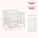 Dream On Me Aden 4-in-1 Convertible Mini Baby Crib, GREENGUARD Gold & BSA Certified, Sustainable Pinewood, Non-Toxic Finish, 3 Mattress Heights, Converts to Mini Day & Twin-Size Bed - White