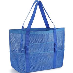 Mesh Beach Bag - Large Beach Tote Bag with Multiple Pockets for Family Beach Bag for Toys & Vacation Essentials