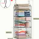 X-cosrack Closet Hanging Organizer Shelves - 5 Tier Wardrobe Organizers and Storage Bin, Hanging Organizer Shelves, Clothes Shelf with Adjustable Dividers for Bedroom Closet Sweater Shoes Handbag