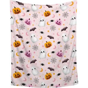 Cute Ghost Pumpkin Blanket - Halloween Decor for Couch, Sofa, Bed, Living Rooms - Ghost Blanket Gifts for Girls & Boys - 30"x40" - Toddlers/Crib Size