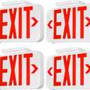 TORCHSTAR LED Exit Sign, Emergency Exit Light with Battery Backup, Double Face, UL 924, AC 120/277V, Damp Location, Hardwired Red Letter Exit Lights for Business Indoor, Pack of 4