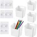 TSKVT 5 Pack Cabinet Door Organizer, Adhesive Cabinet Door Storage Bins, Hanging Wall Mount Pockets, Wall Mount Organizer For Kitchen, Shower Bathroom, Office, Sink, Makeup Room (White)