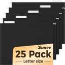 SUNEE 25 Pack Hanging File Folders, Black Folders, Hanging File Folders Letter Size with 1/5-cut Tabs, Stay Organized for Your Home and Office Bulk File and Documents