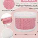 Senker Fashion Kids Winter Beanie Hat Scarf Gloves Set for Girls Boys Knit Warm Pompom Toddler Hats Mittens Neck Warmer (Pink)