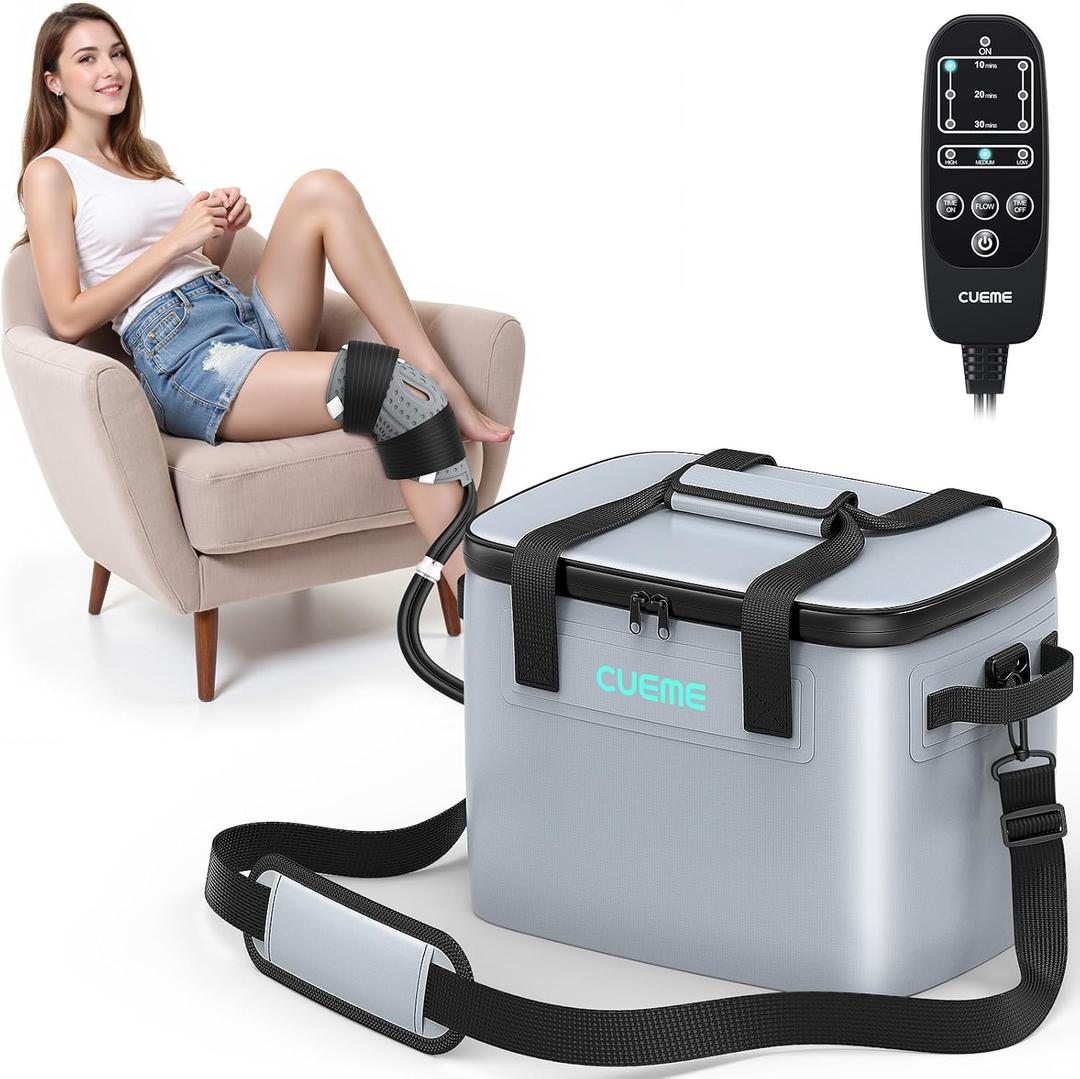 CUEME Cold Therapy Machine with Programmable Timer, Ice Machine for Knee After Surgery, Knee Replacement Recovery System, Cryotherapy Pain Relief, w/Compression Pad for Shoulder, Hip, Ankle and Foot