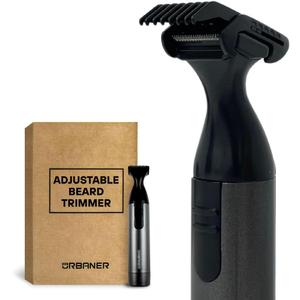 URBANER Adjustable Beard Trimmer for Men, Mustache Edger, Battery Operated, Waterproof Beard Trimmer Cordless, Portable Clipper for Travel Grooming, Gift for Men, Gifts MB-042