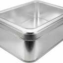 hadaaya Silver Rectangular Tin Container With Clear Lid, Single Piece Multipurpose Tin, Valentines Day Gifting Tin Box for Gift Giving, Cookies, Stationery & More - 7.25 x 5.25 x 2.25 Inches (1 Pack)