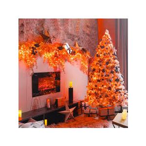 Orange Christmas Lights Outdoor, 66FT 200 LED String Lights for Outside with 8 Modes Waterproof, Plug in Connectable Twinkle Light Green Wire for Indoor Garden Tree Patio Party Decorations