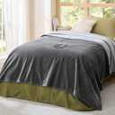 Bedsure Waterproof Blanket for Bed Twin Size 60"x80"- Soft Flannel Fleece Couch Cover Throw Blanket for Large Dogs Pet Leakproof Protector for for Camping, Travel, Grey