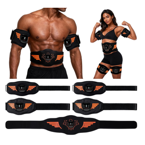 EMS Muscle Stimulator 5-Piece Set - Rechargeable Ab, Arms & Legs Stimulator for Core Strength, Body Toning & Workout Recovery, Suitable for Men & Women