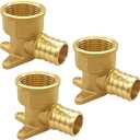 Uenede 3PCS LF Brass 1/2 Inch PEX Barb to 3/4 NPT Female with Drop Ear 90 Degree Elbow Coupling Pipe Crimp Fitting