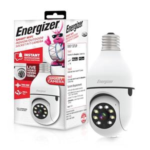 Energizer Connect Smart 1080p HD Outdoor Security Socket Camera with Siren Alarm, Remote Access, Motion Alerts, 2 Way Audio and Night Vision, 2.4GHz Wi-Fi, White