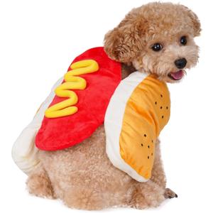Pet Hot Dog Costume Funny Food Halloween Dog Cosplay Cat Costume for Small to Medium Dogs and Cats (Medium)