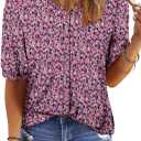 ONLYSHE Womens Shirts Cute Summer Lightweight Tops Short Sleeve Casual Swing Blouse (M)