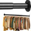 Adjustable Closet Rods for Hanging Clothes 17 to 30 inch Black Heavy Duty clothes rod for closet, Laundry, Bathroom, RV Closet Organization and Storage