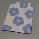 Compatible with iPad Case 9/8/7th Gen 10.2" / iPad Air 3rd 10.5" with Flower Art Design for Women Girls, Folio Cute Cover, Auto Wake/Sleep Premium Leather with Pencil Holder,Teal Blue Bloom