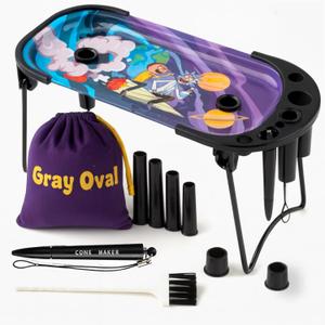 Rolling Tray with Cone Loader Accessories for King Size & 1 1/4 Size Pre Rolled Cones, Cone Filler & Foldable Stand - All-in-one Rolling Tray Set with Storage Bag by Gray Oval