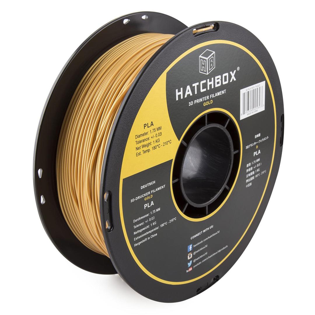 HATCHBOX 1.75mm Gold PLA 3D Printer Filament, 1 KG Spool, Dimensional Accuracy +/- 0.03 mm, 3D Printing Filament