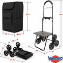 Shopping Cart, Super Loading Stair Climber 220 lbs Capacity, Grocery Foldable Trolley with Extra Large Shopping Bag Laundry Utility Cart with Adjustable Bungee Cord (Black)